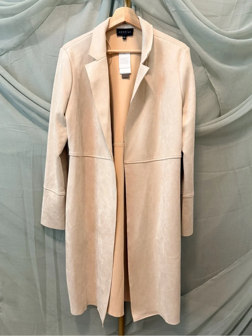 Premise Cream Open-Front Faux Leather Coat
